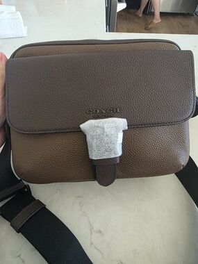 COACH New York Men's Brown Leather Crossbody Bag